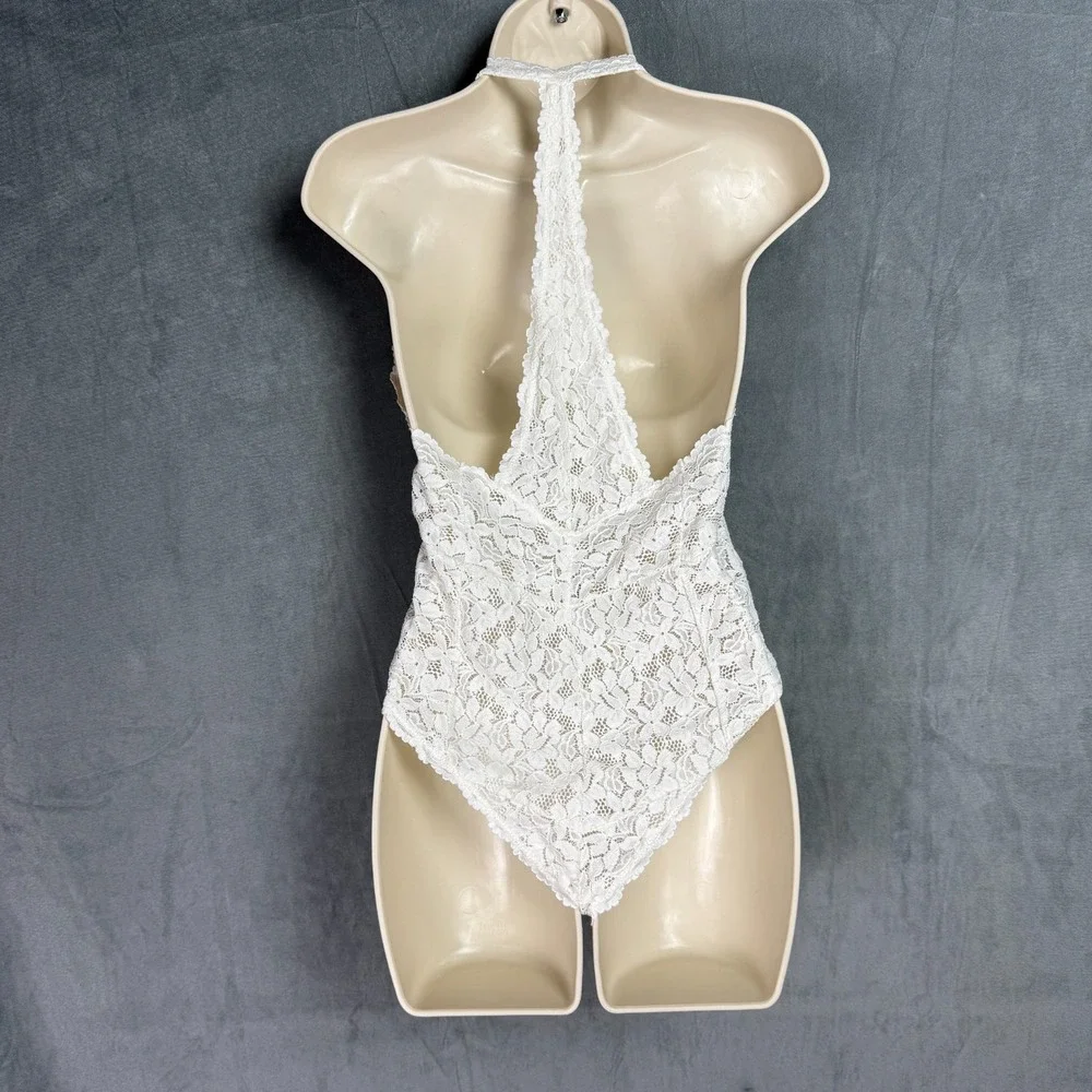 Free People Intimately Lingerie M Avery‎ White Lace bodysuit Racerback Romantic